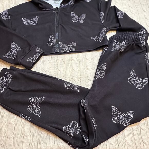 Girls Two Piece Matching Set Sz 8 Butterfly Set - Picture 2 of 5